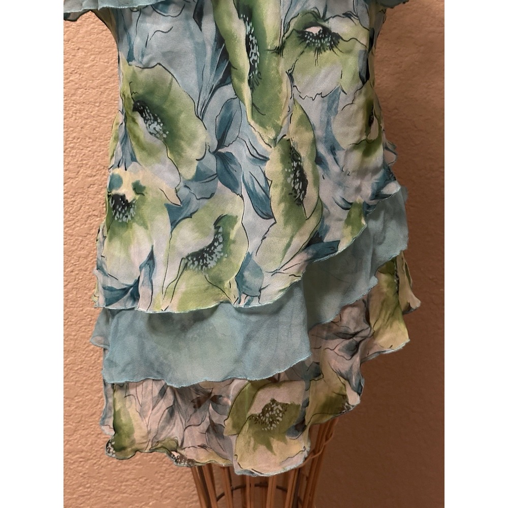 Vtg Y2K Dress Barn M Cami Top Tiered Ruffle Floral Asymmetrical Fairy Romance - Picture 5 of 12